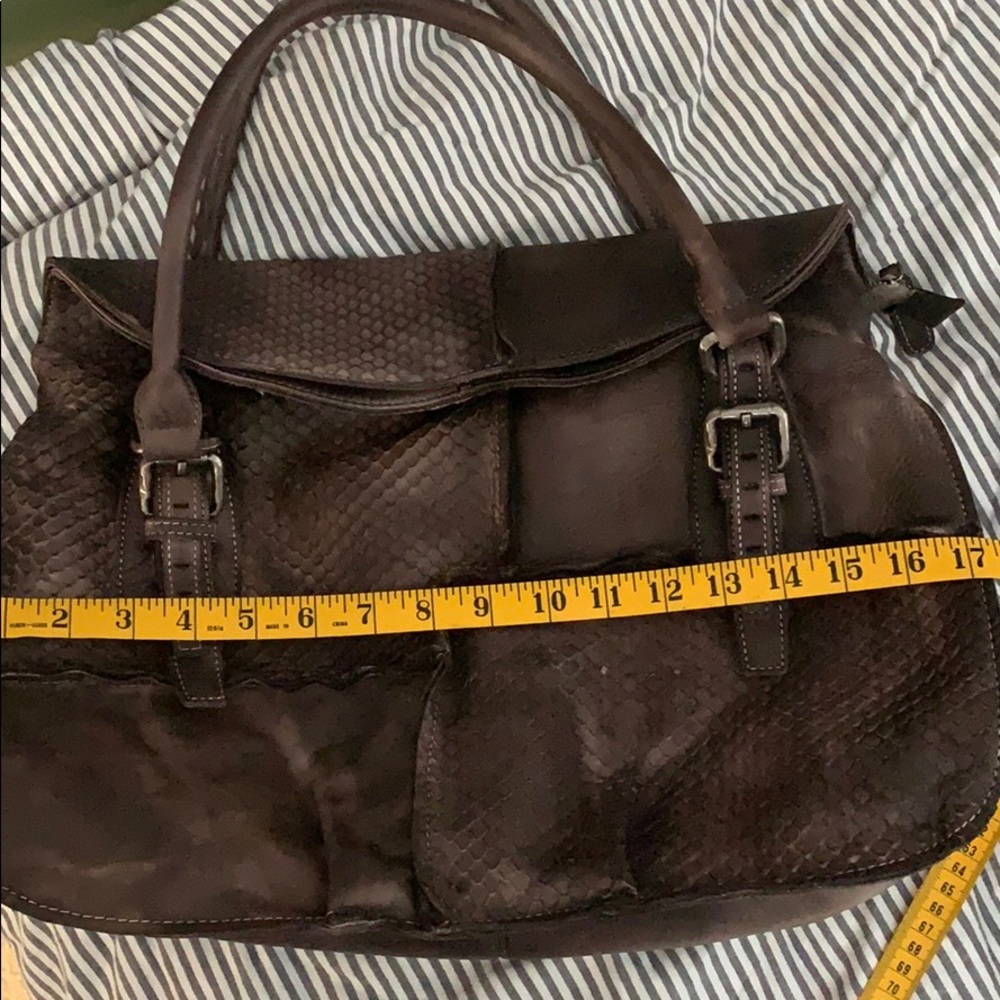 Brown patchwork pattern tote - Picture 6 of 7